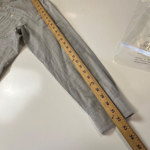 Toad & Co Gray Micro Striped Casual Lightweight Long Sleeve Button Shirt Medium - Picture 7 of 9